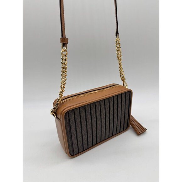 MICHAEL KORS Jet Set logo pleated coated canvas tassel crossbody bag - Acorn - Picture 5 of 14